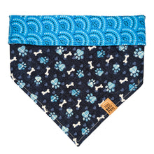Load image into Gallery viewer, Blue Paw Print Pet Bandana