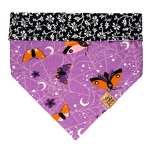 Load image into Gallery viewer, Purple and Orange Moths Pet Bandana