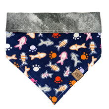 Load image into Gallery viewer, Paw Prints and Fishies Pet Bandana