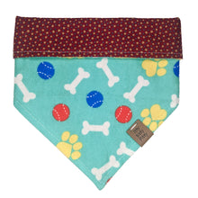Load image into Gallery viewer, Teal Paw Print Pet Bandana