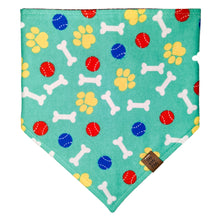 Load image into Gallery viewer, Teal Paw Print Pet Bandana