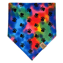 Load image into Gallery viewer, Rainbow Paw Print Pet Bandana
