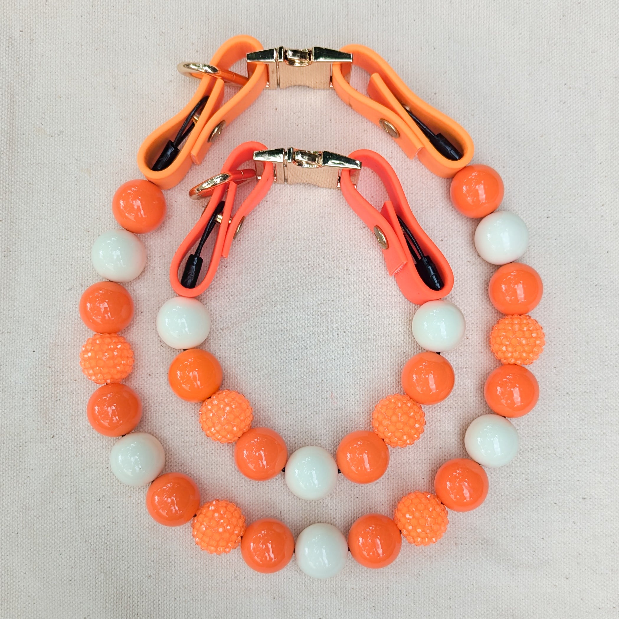 Orange Beaded Pet Collar
