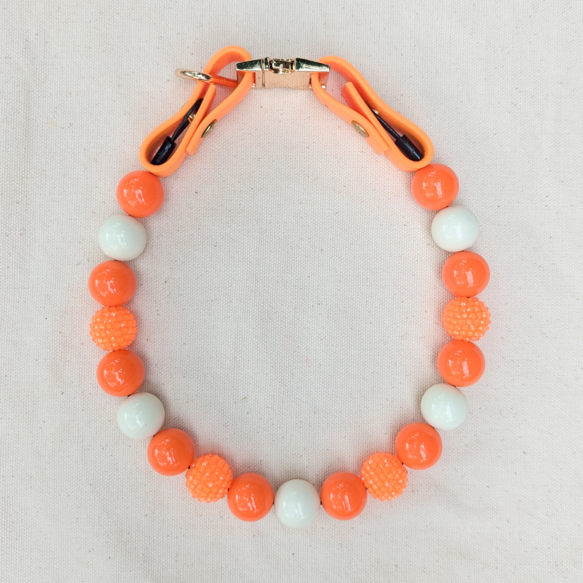 Orange Beaded Pet Collar
