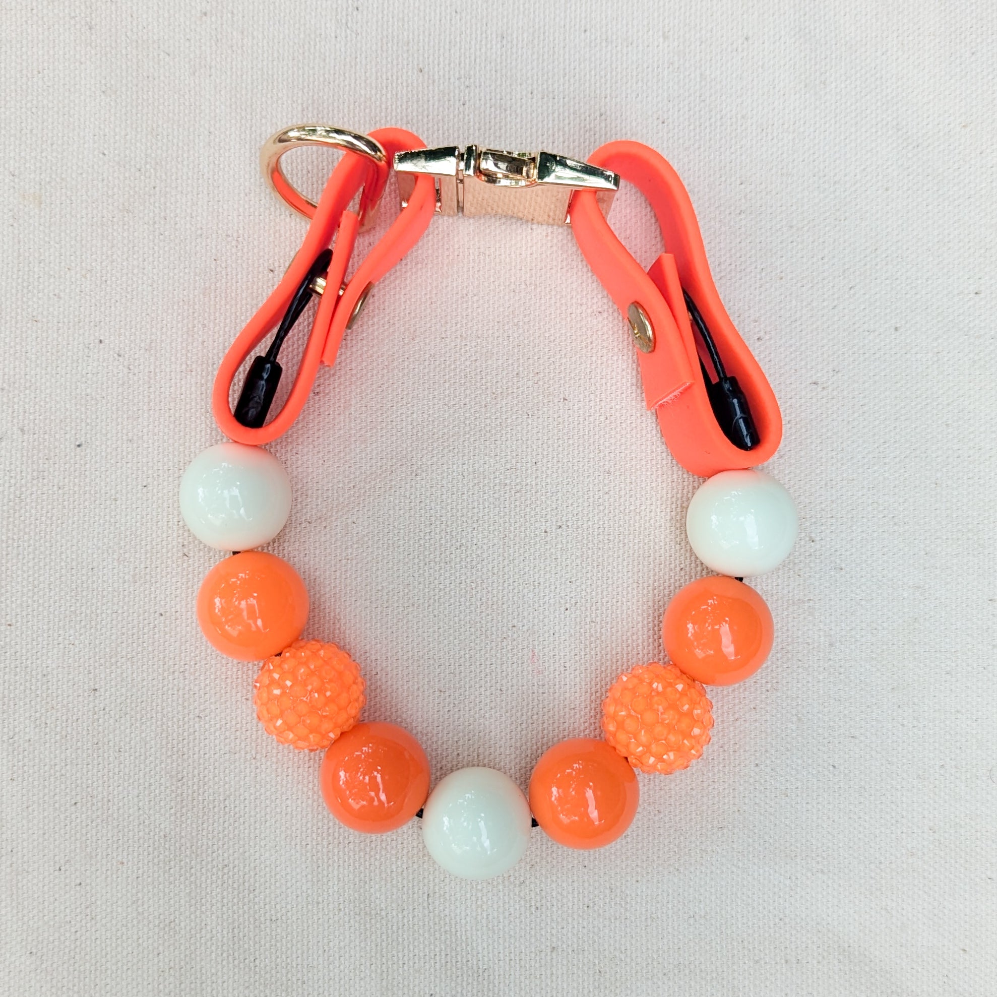 Orange Beaded Pet Collar