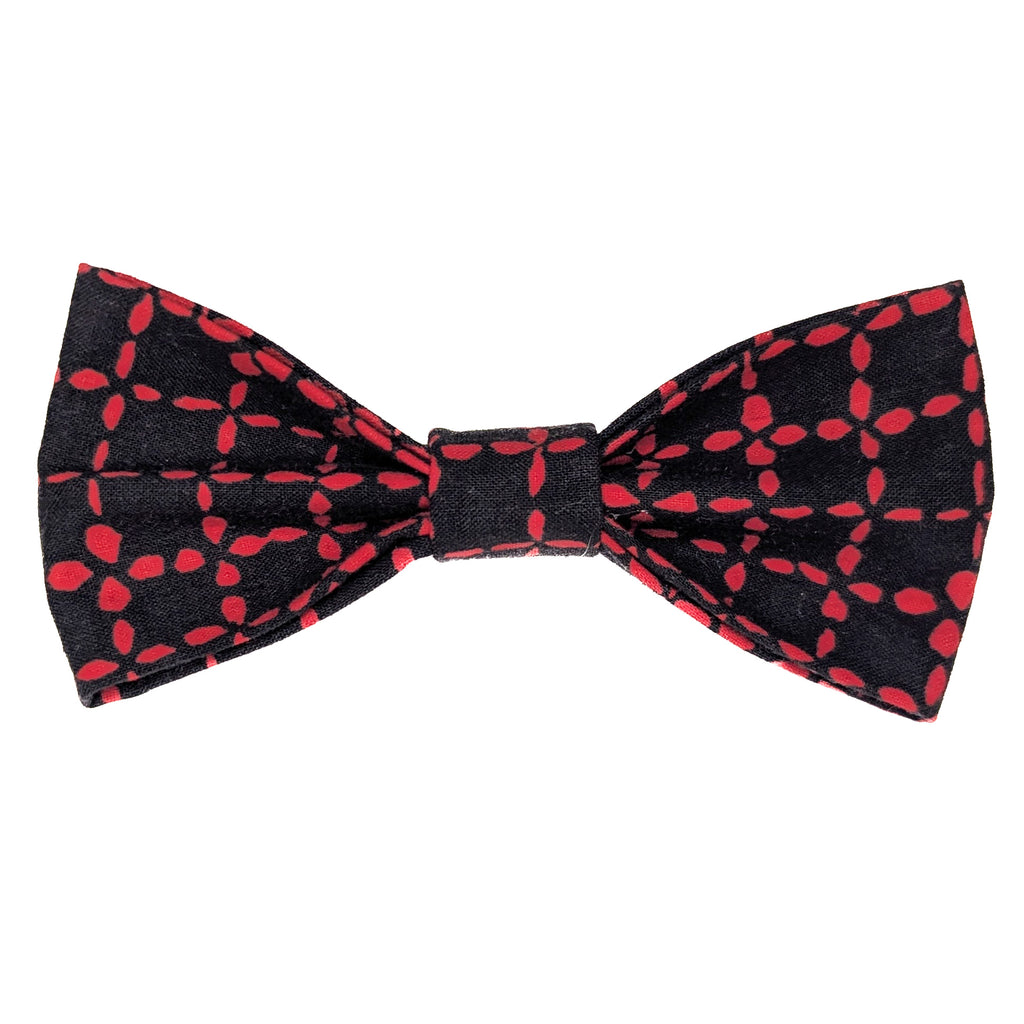 Black and Red Dashed Plaid Pet Bow Tie
