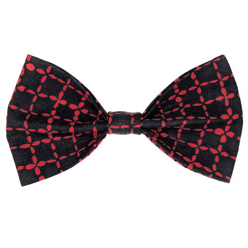Black and Red Dashed Plaid Pet Bow Tie