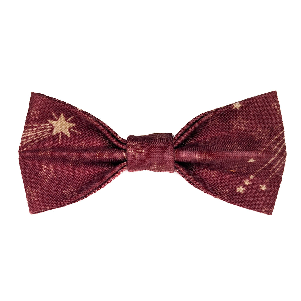 Maroon Shooting Stars Pet Bow Tie
