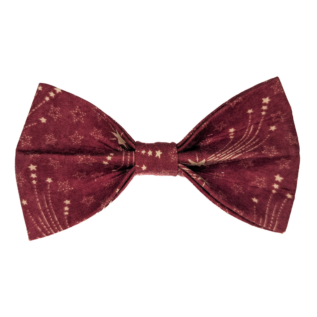 Maroon Shooting Stars Pet Bow Tie
