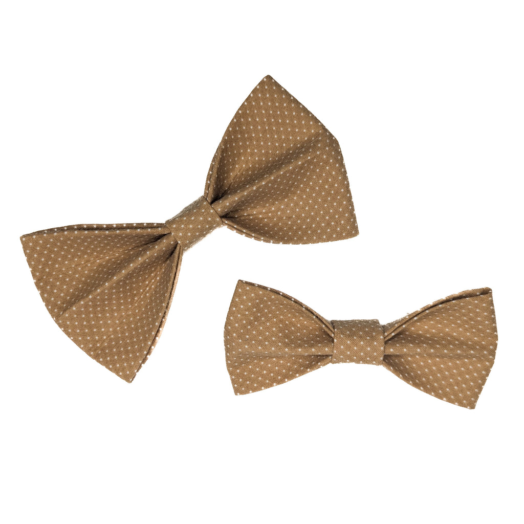 Tan Polka Dot Pet Bow Tie