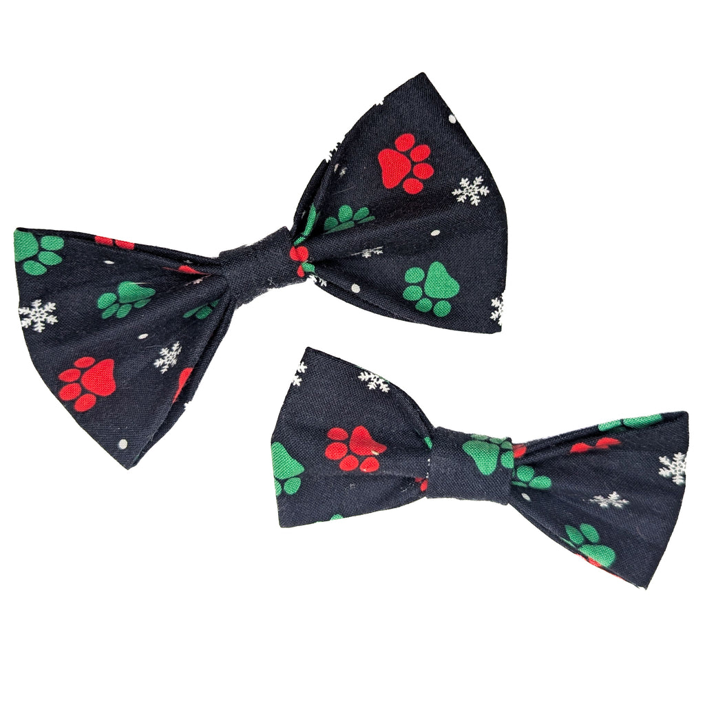 Holiday Paw Print Pet Bow Tie