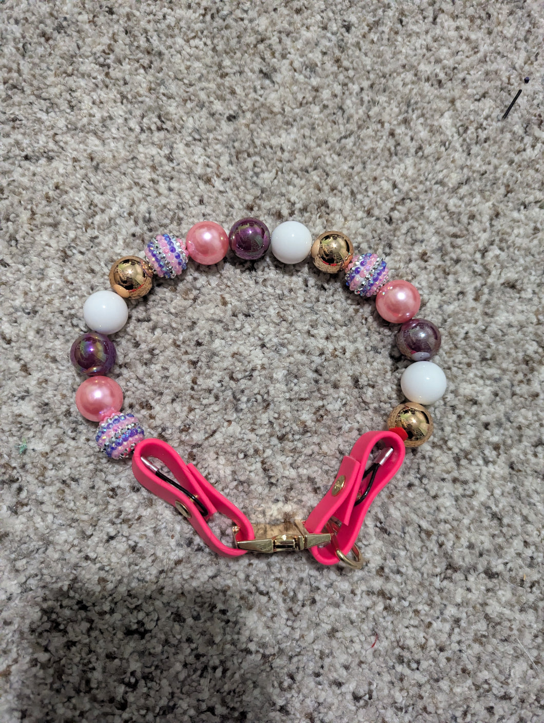 Pink Champagne Beaded Pet Collar