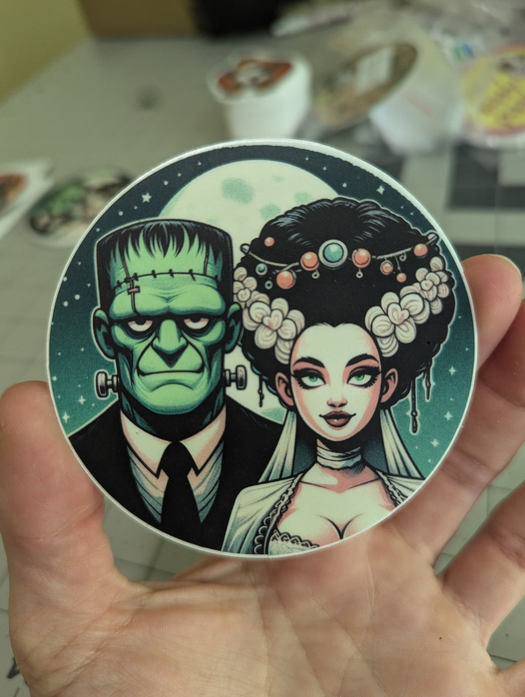 Frankenstein and Bride Sticker