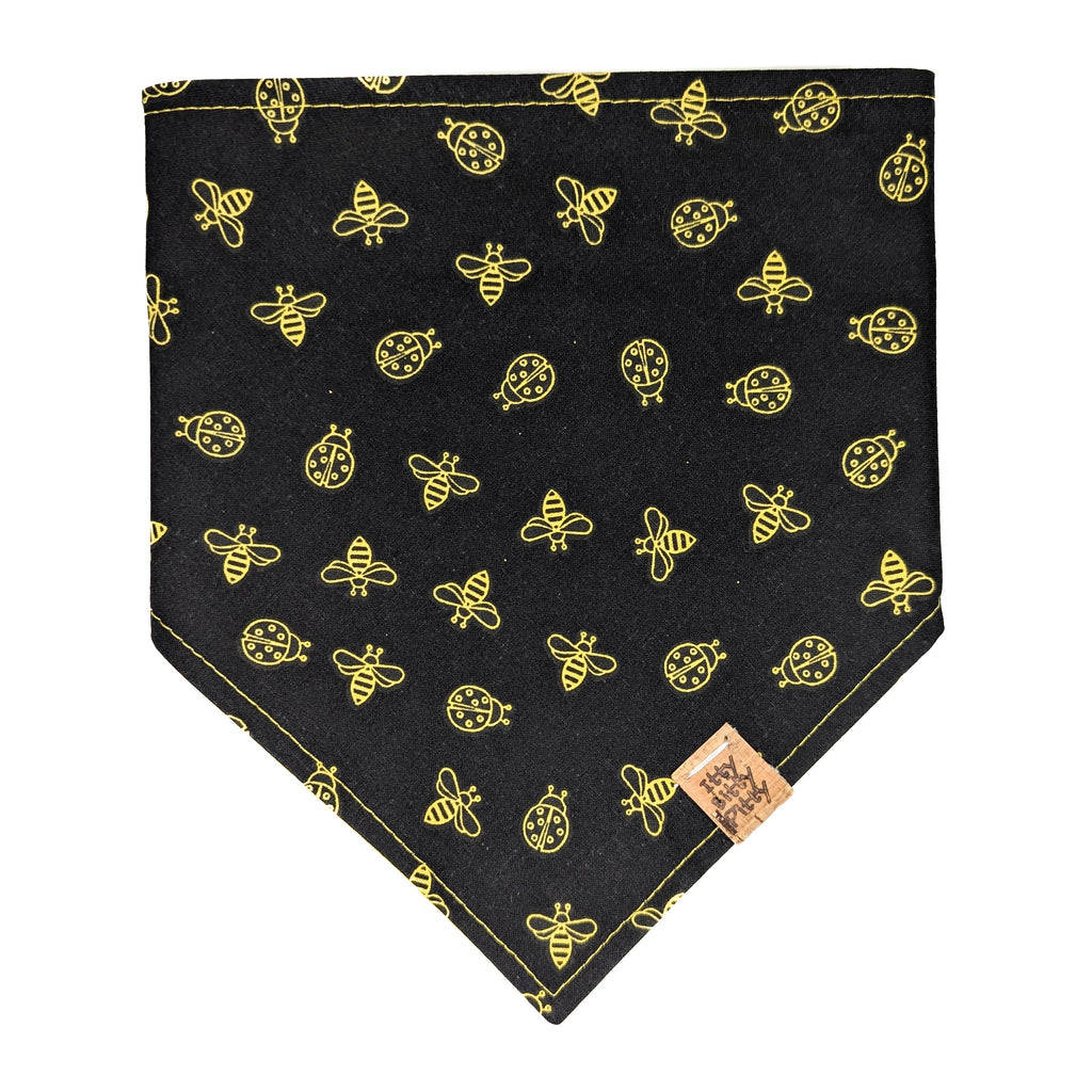 Black Bumblebees and Ladybugs Pet Bandana
