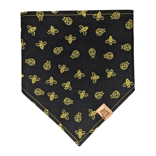 Black Bumblebees and Ladybugs Pet Bandana