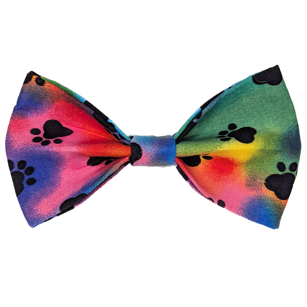 Rainbow Paw Print Pet Bow Tie