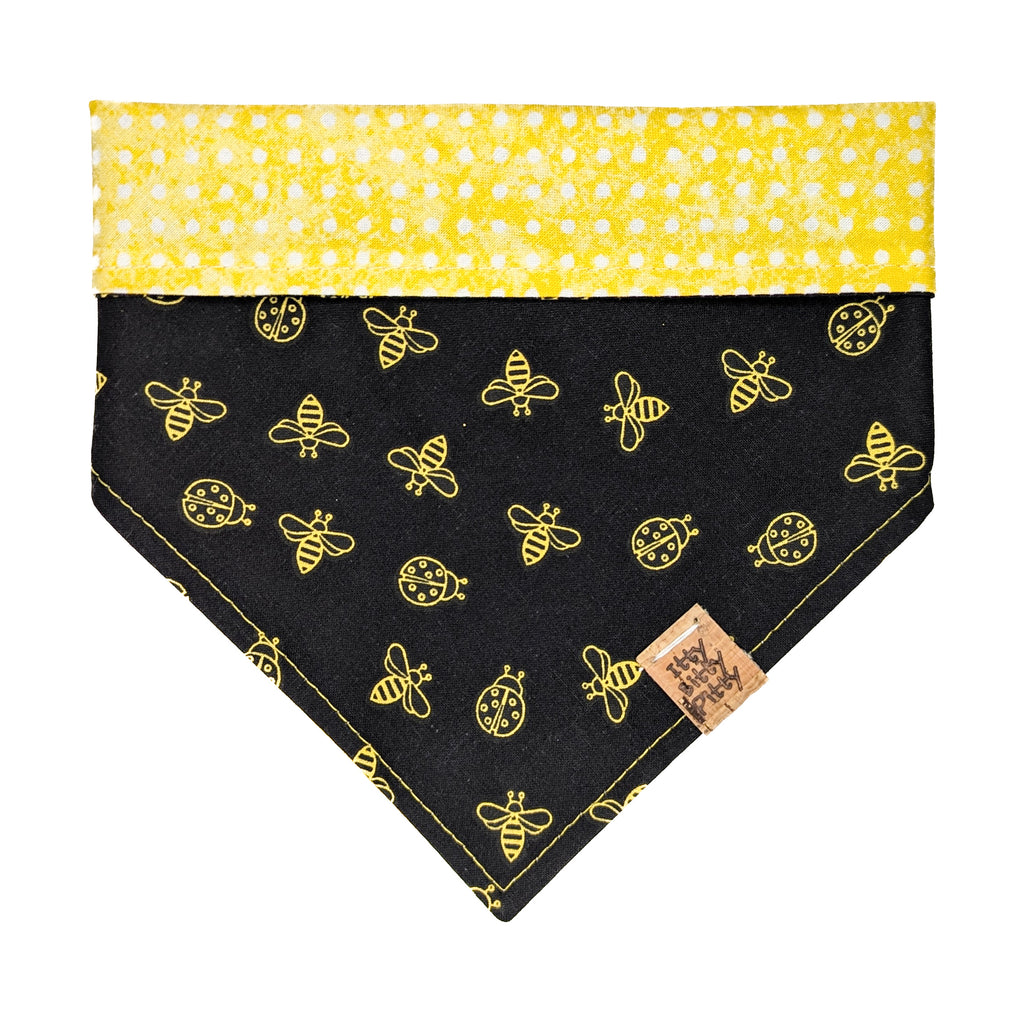 Black Bumblebees and Ladybugs Pet Bandana