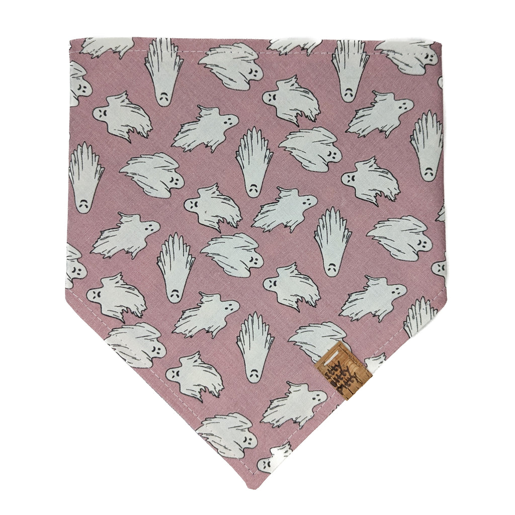 Little Pink Glow Ghosts Pet Bandana - GLOW IN THE DARK