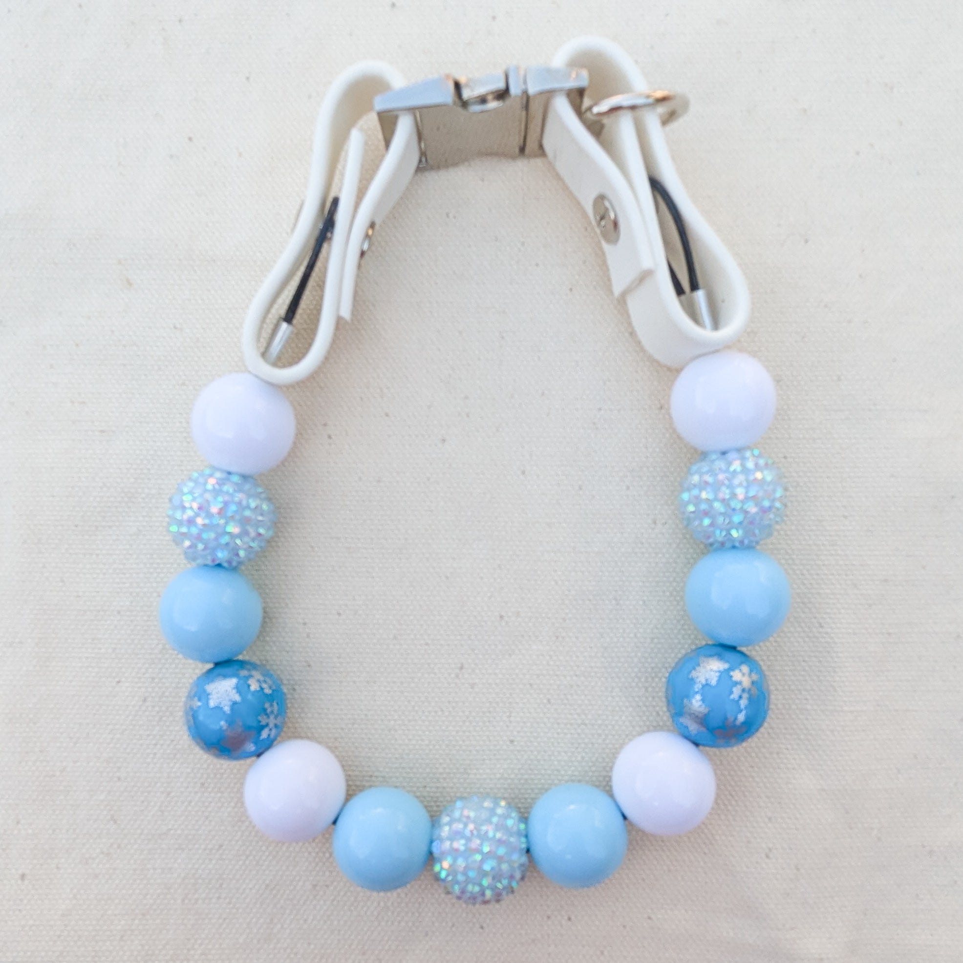 Winter Blue Beaded Pet Collar