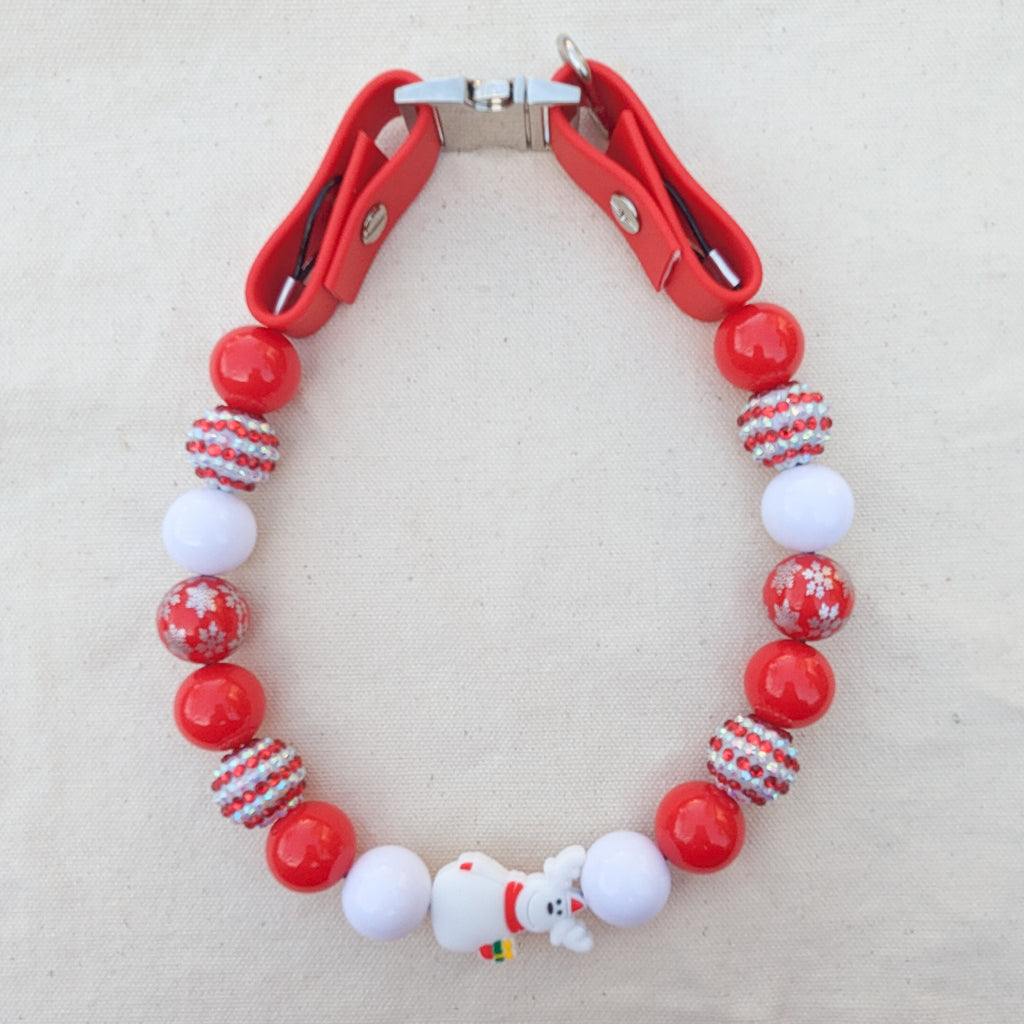 Winter Red (with Focal) Beaded Pet Collar