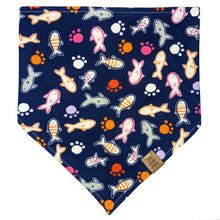 Load image into Gallery viewer, Paw Prints and Fishies Pet Bandana
