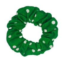 Load image into Gallery viewer, Green Polka Dot Scrunchie
