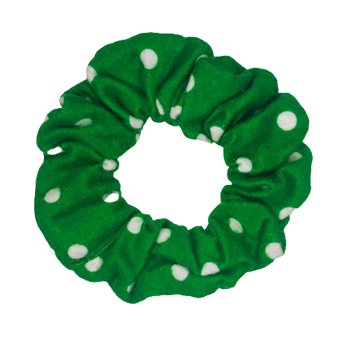 Green Polka Dot Scrunchie