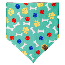 Load image into Gallery viewer, Teal Pawprints Pet Bandana
