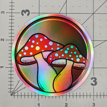 Load image into Gallery viewer, Holographic Double Mushroom Sticker
