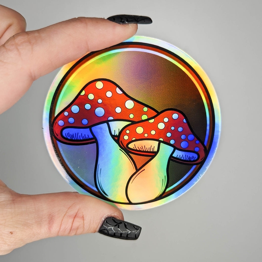 Holographic Double Mushroom Sticker